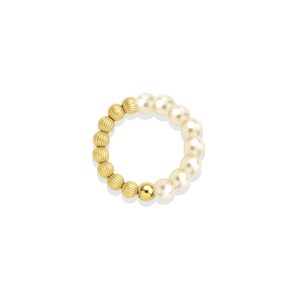 Penelope Pearl Beaded Stretchy Ring - Bara Boheme