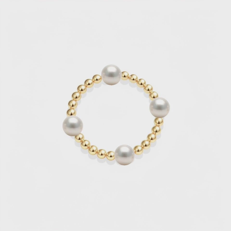 Bara | Beaded Stretchy Ring with Pearls