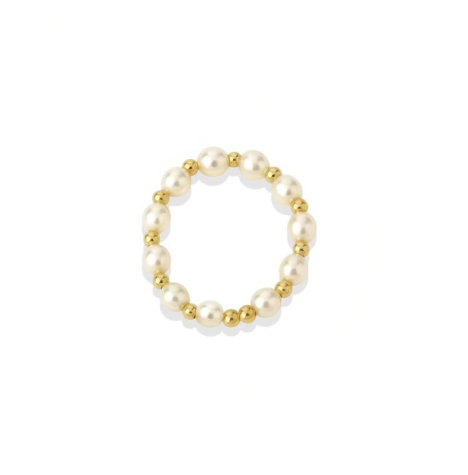 May | Beaded Stretchy Ring with Pearls