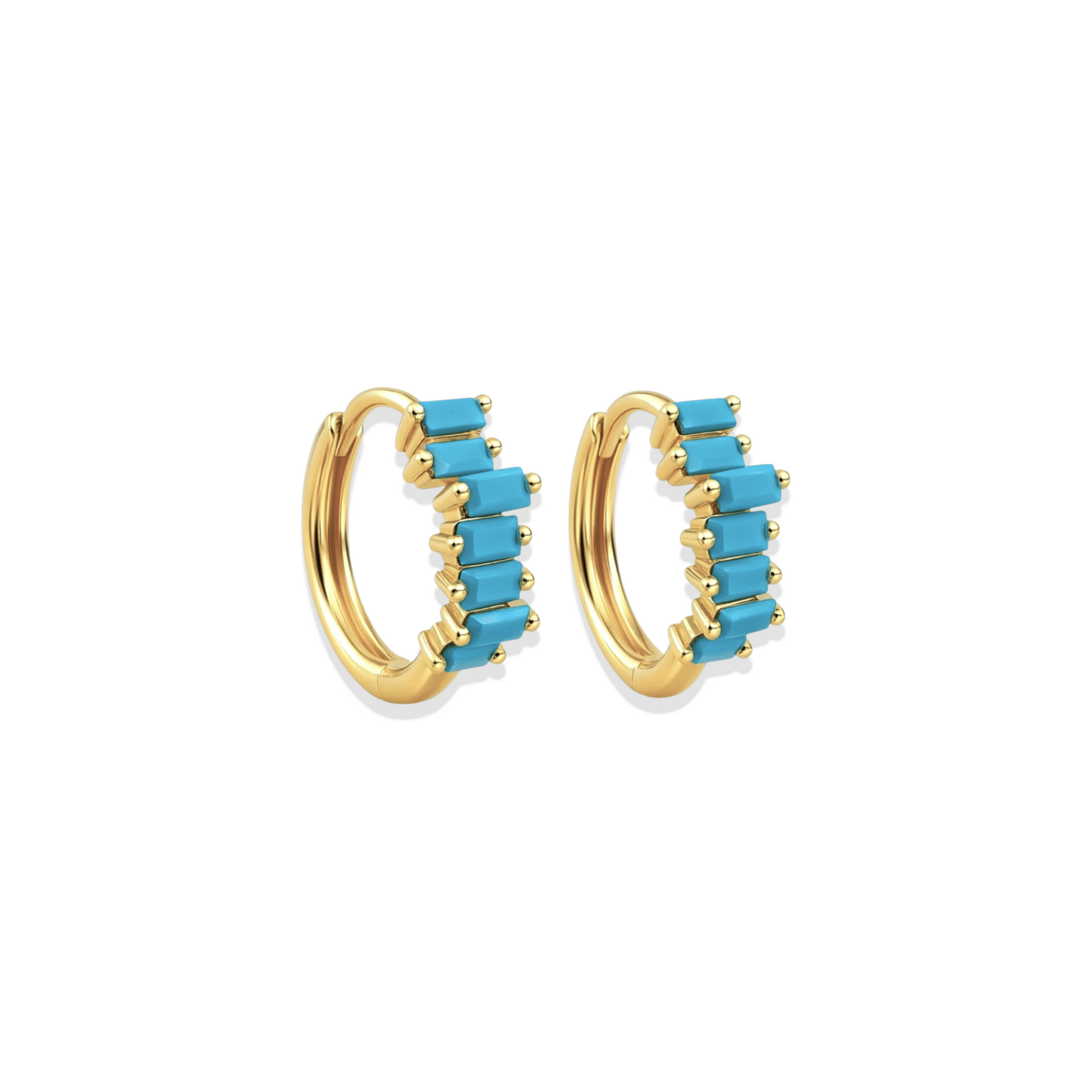 Rain | Turquoise Hoop Huggie Earrings - Bara Boheme