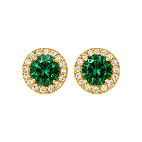 ROUND HALO | Water-resistant Gold Plated Stud Earrings