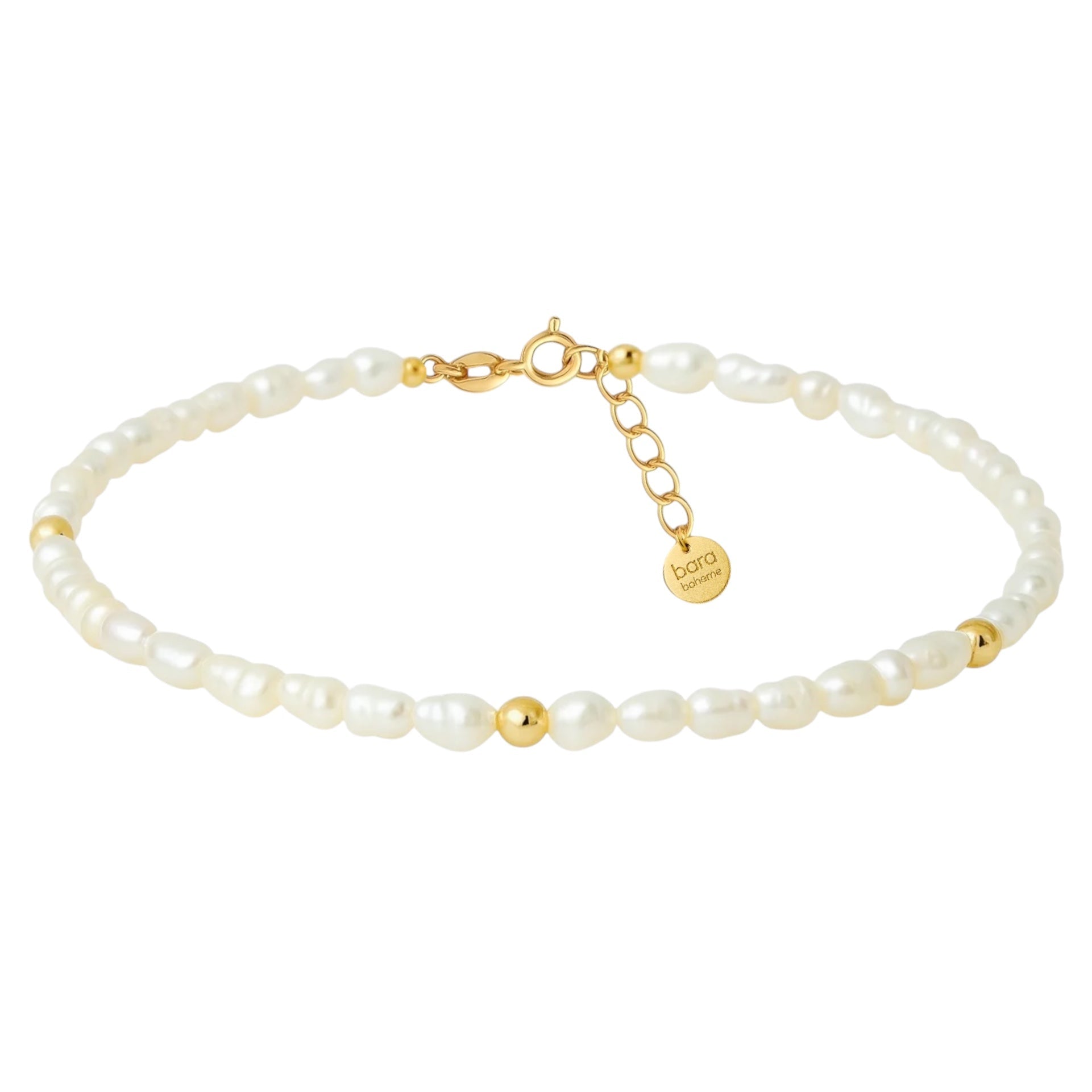 Sara | Gold Filled Beaded Anklet with Pearls - Bara Boheme