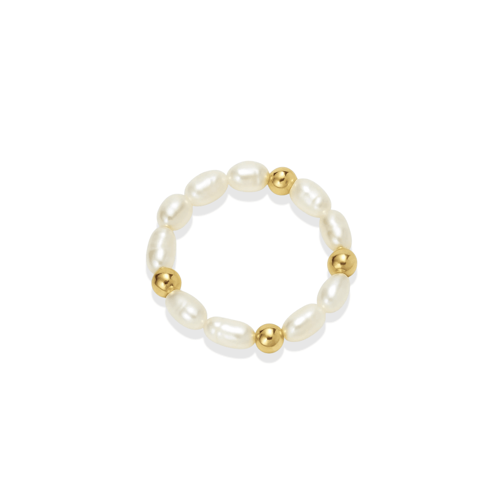 Sara Pearl Beaded Stretchy Ring - Bara Boheme