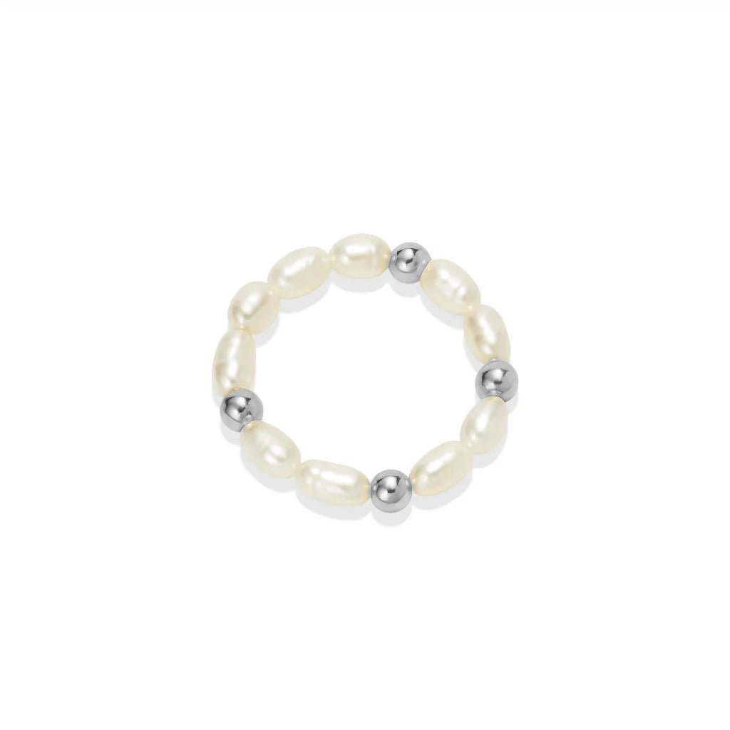 Sara Pearl Beaded Stretchy Ring - Bara Boheme