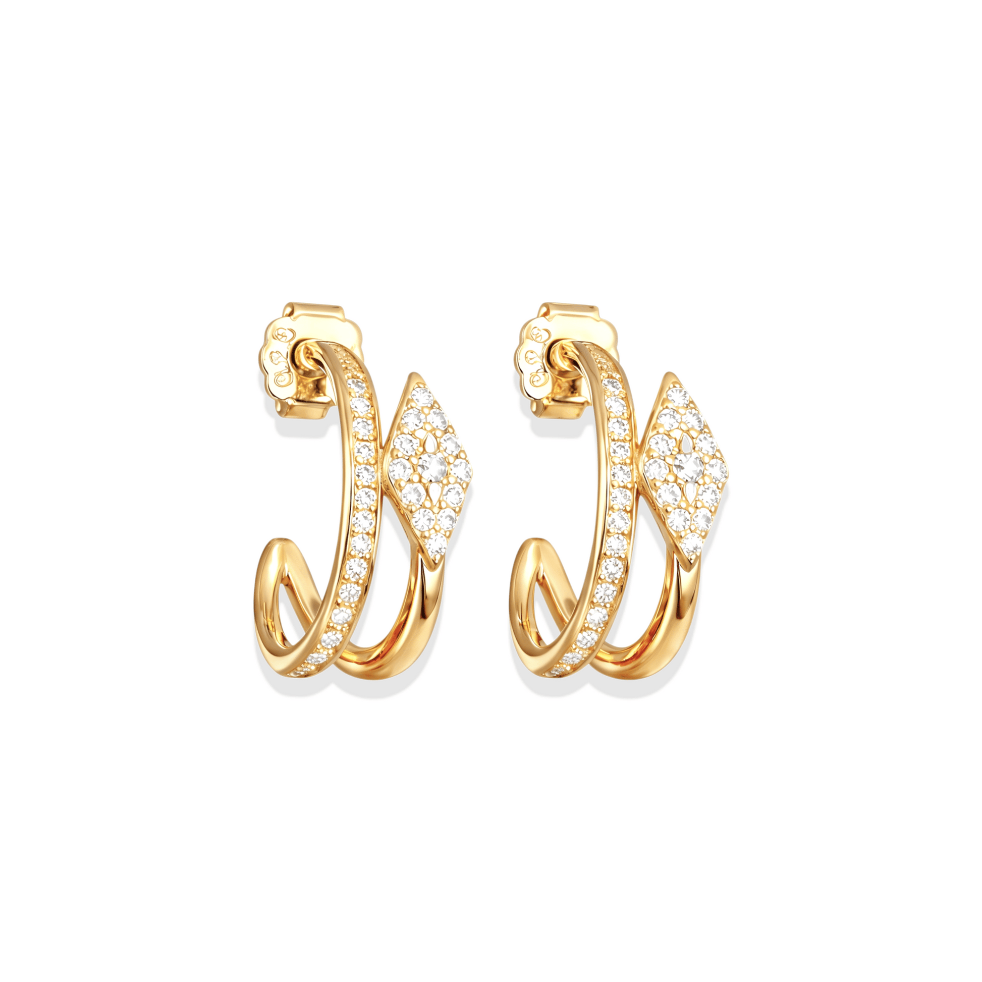 Seraphina | Pave Hoop Huggie Earrings - Bara Boheme