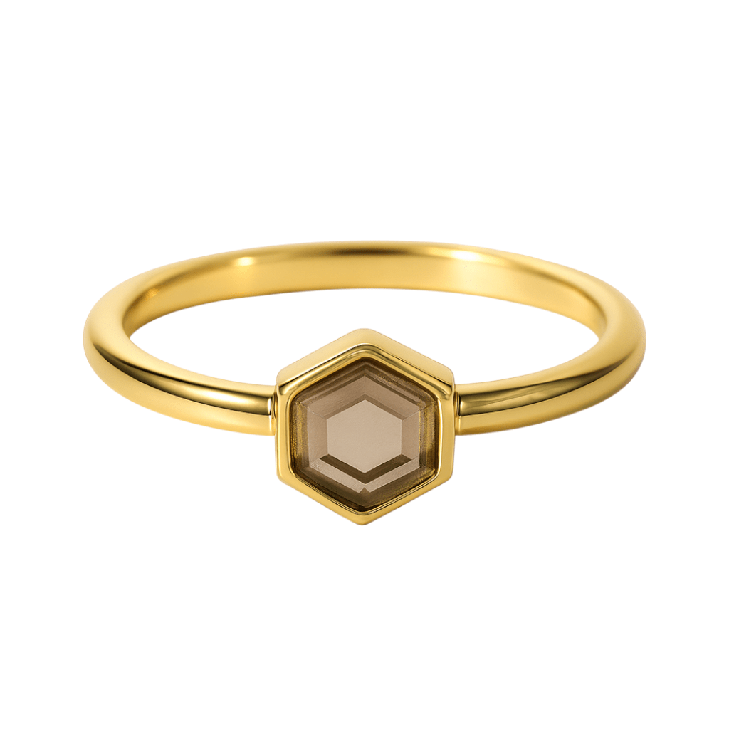 Smokey Topaz | SPS Hexagon Ring - Bara Boheme