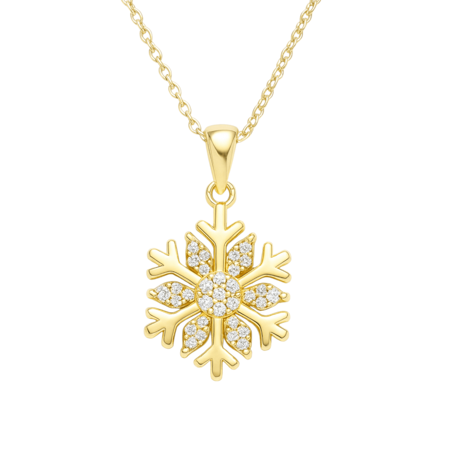 Snowflake | Pave Gold Plated Necklace - Bara Boheme