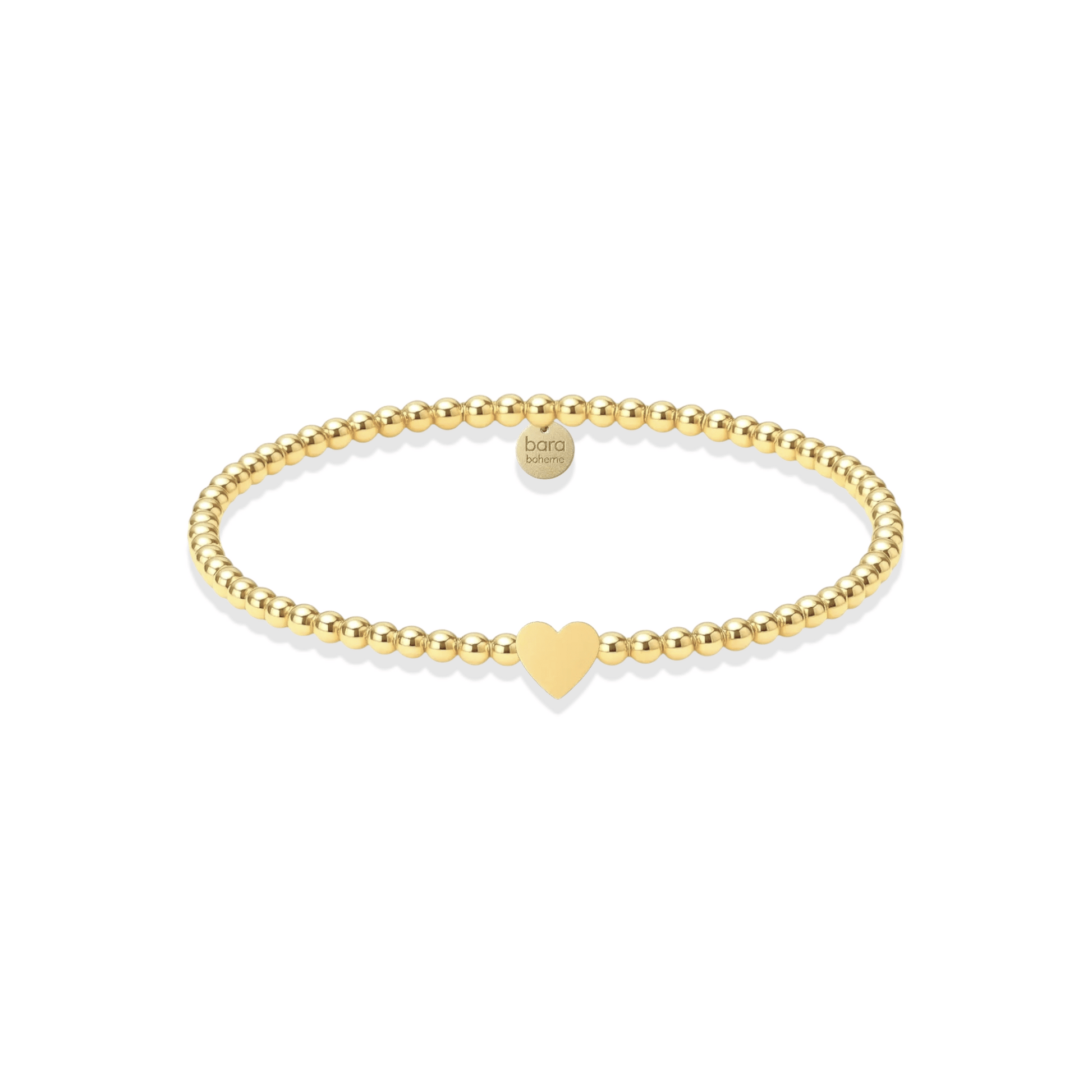 Solid Heart Beaded Charm Bracelet - Bara Boheme