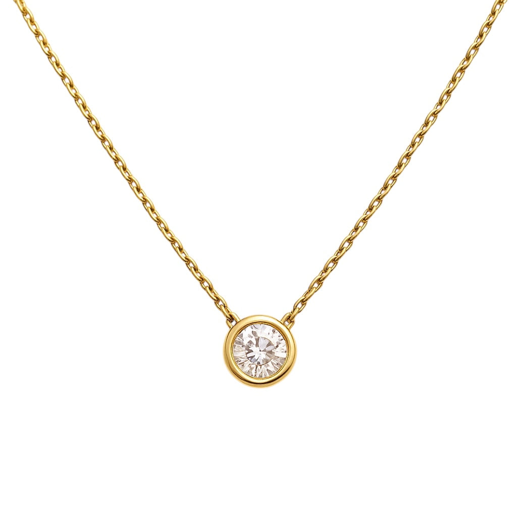 Single Solitaire | Gold Plated Necklace