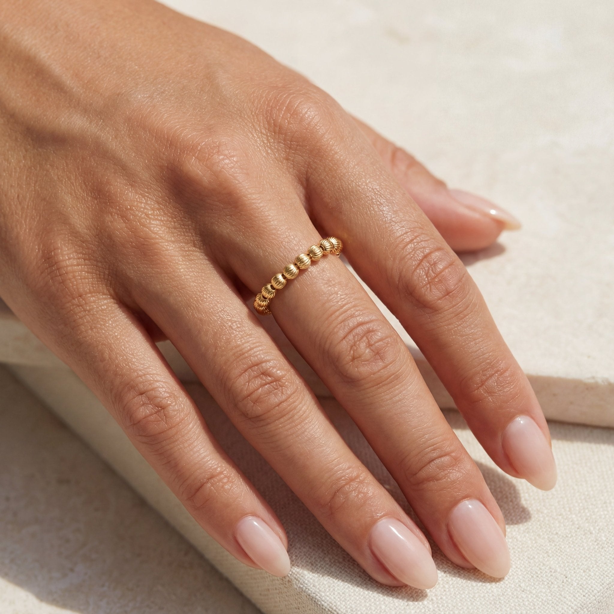 Sophie 3mm Beaded Stretchy Ring - Bara Boheme