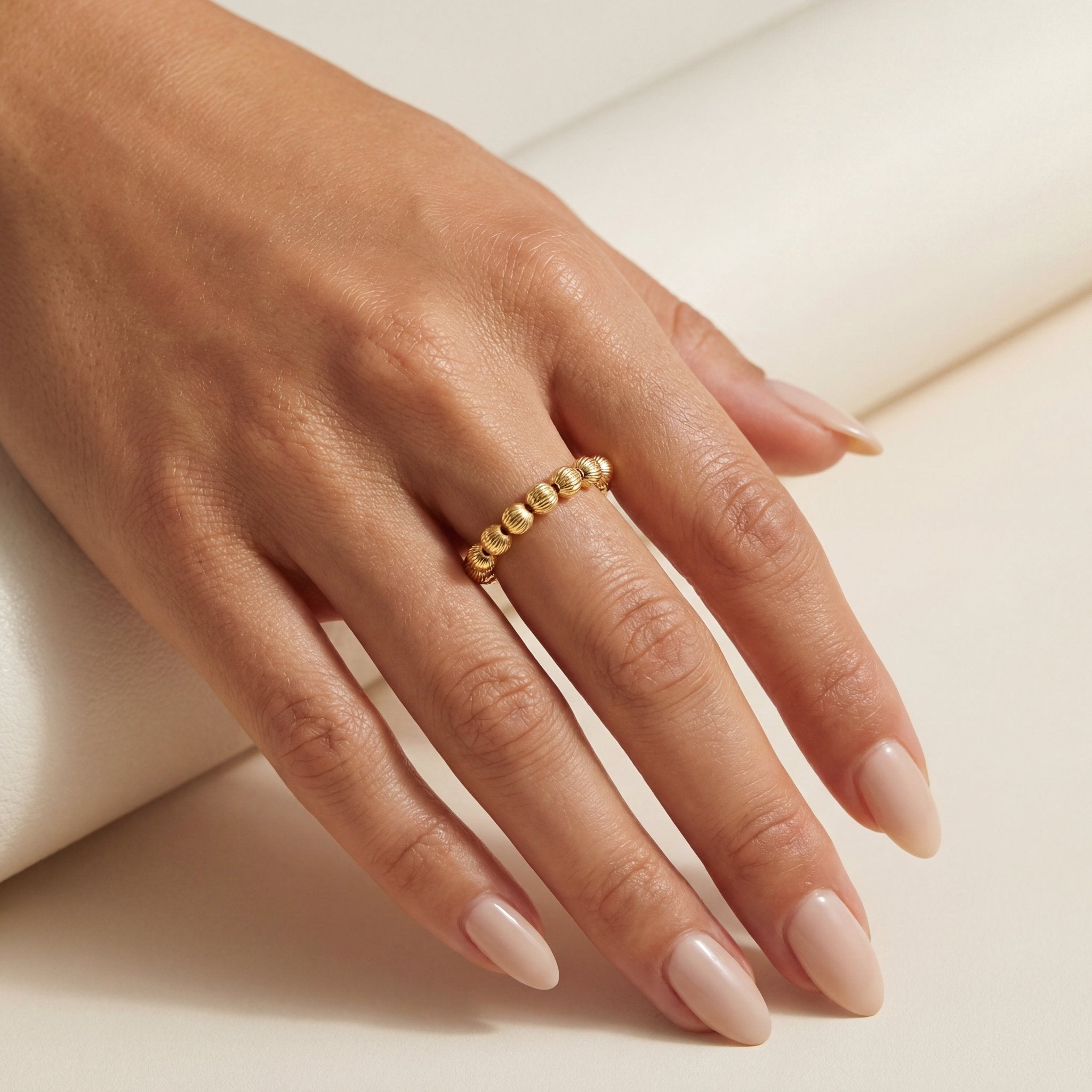 Sophie 4mm Beaded Stretchy Ring - Bara Boheme