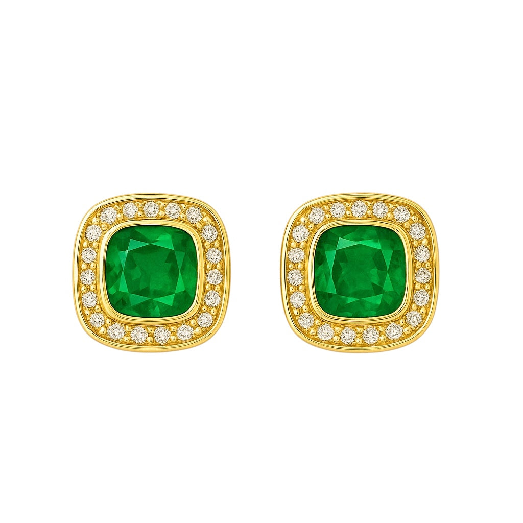 SQUARE HALO | Water-resistant Gold Plated Stud Earrings