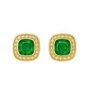 SQUARE HALO | Water-resistant Gold Plated Stud Earrings