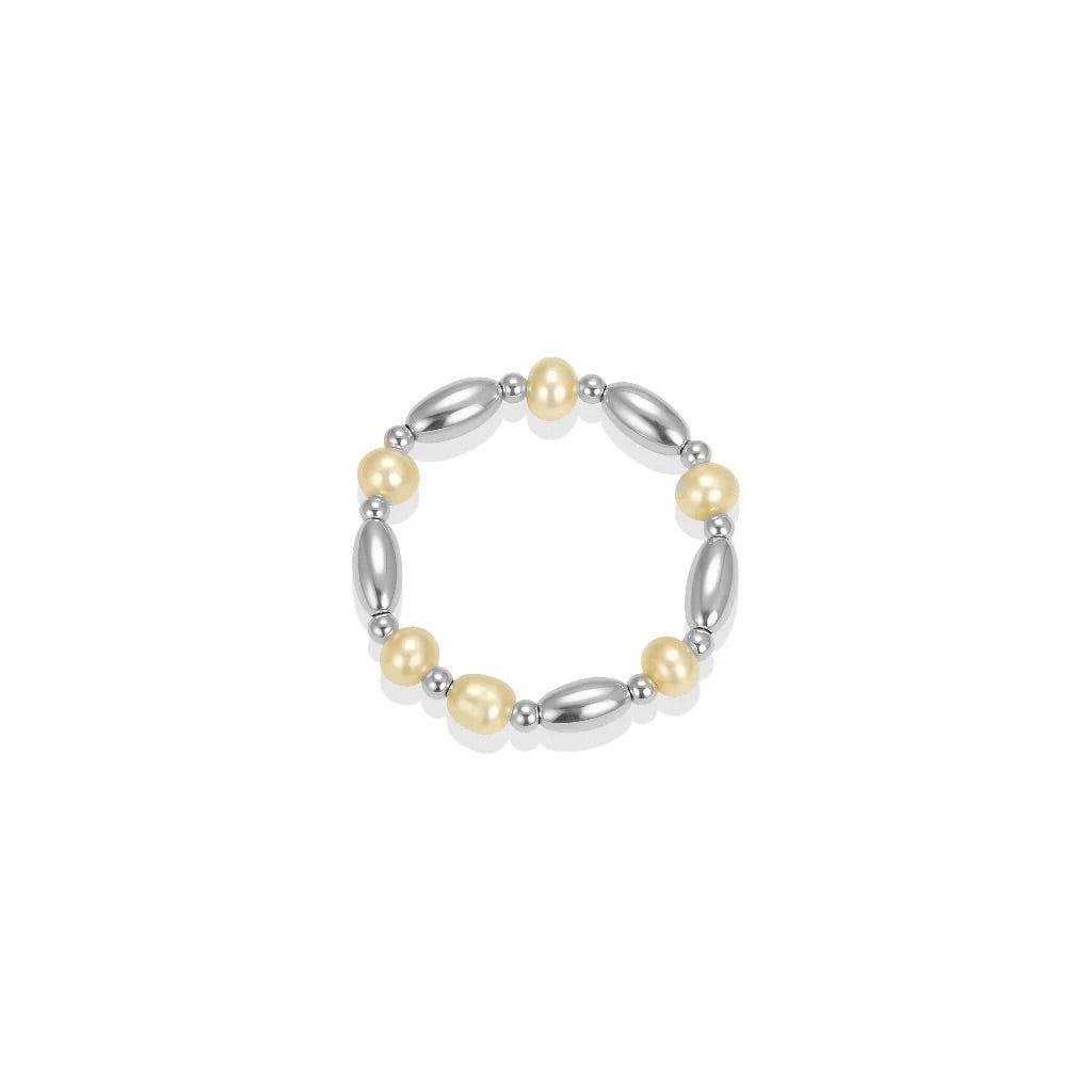Terri Pearl Beaded Stretchy Ring - Bara Boheme