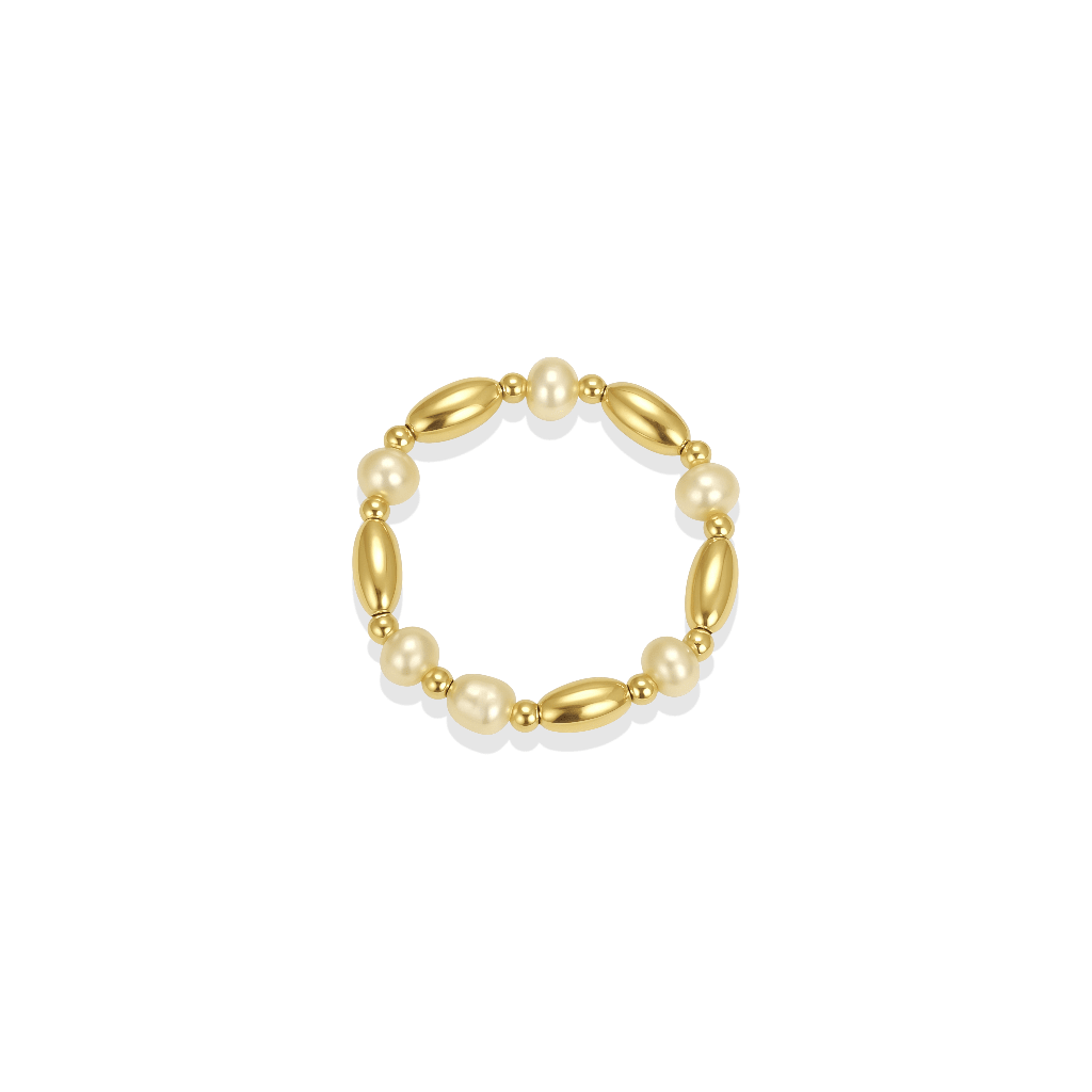Terri Pearl Beaded Stretchy Ring - Bara Boheme