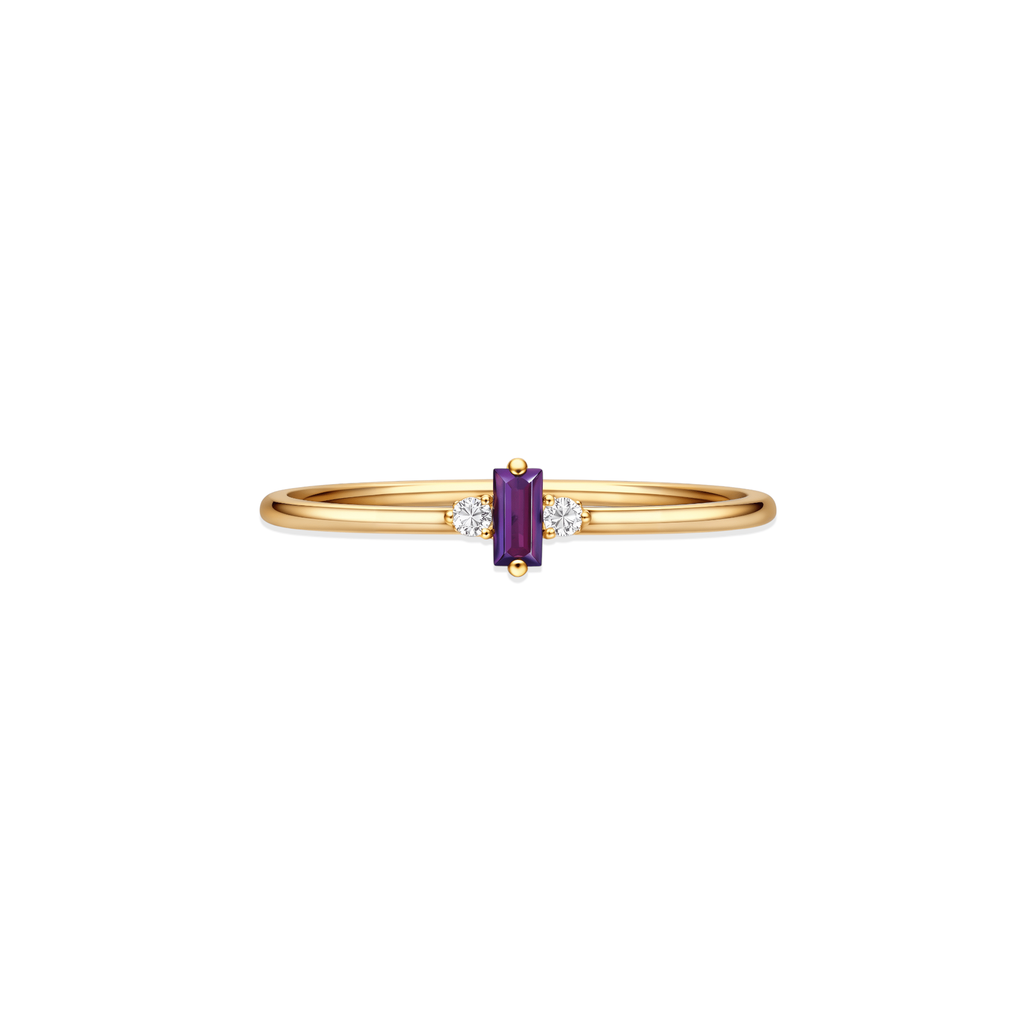 The Veil | Solid Gold with Amethyst Ring - Bara Boheme