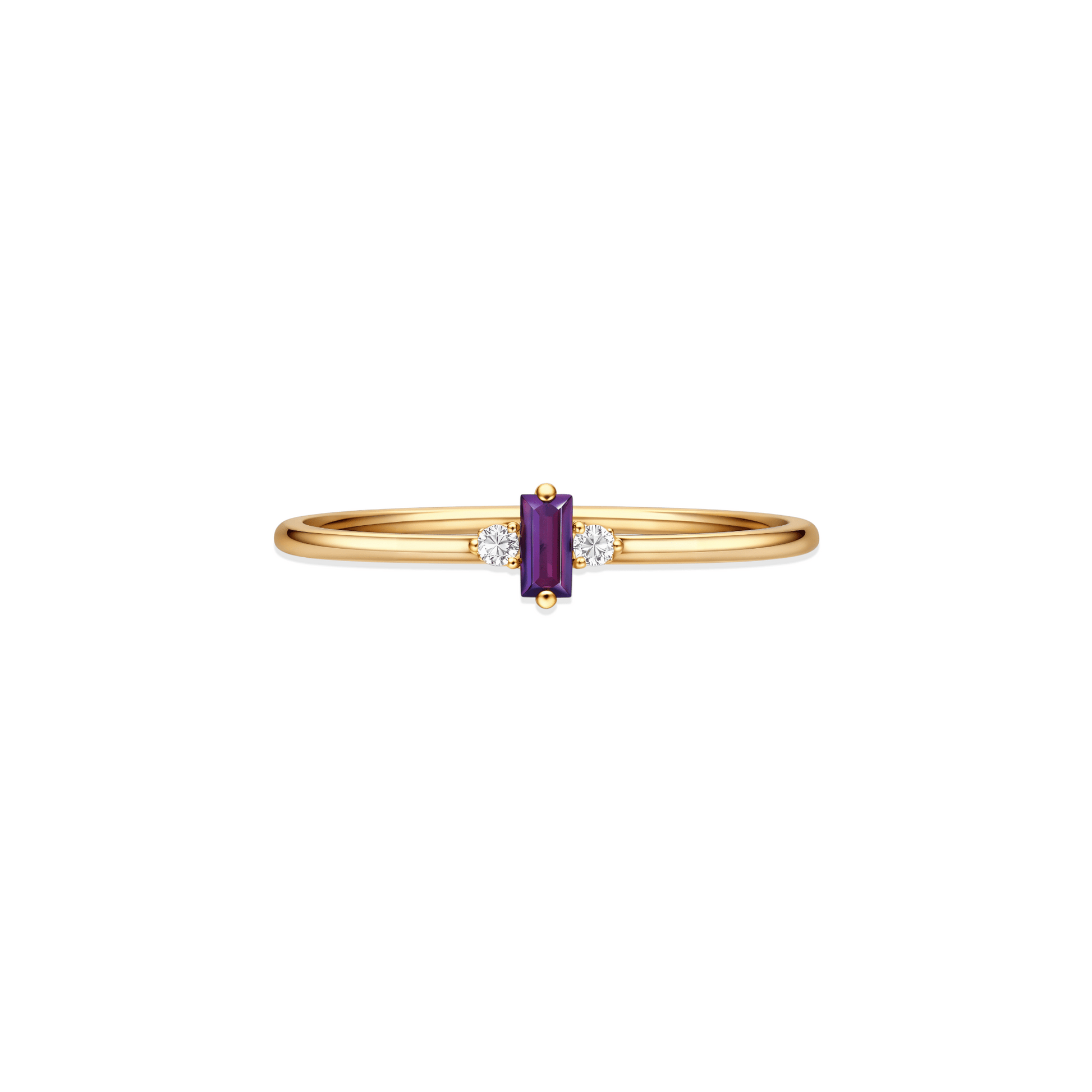 The Veil | Solid Gold with Amethyst Ring - Bara Boheme