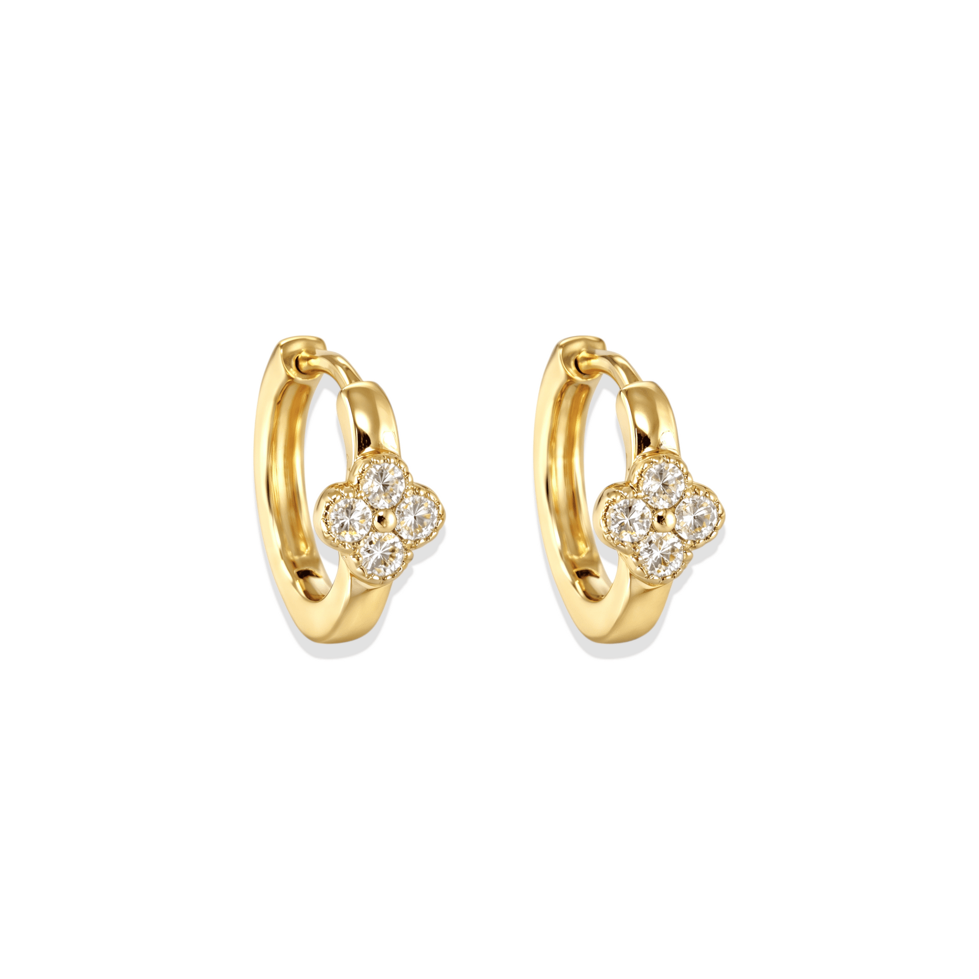 Tiny Clover | Hoop Huggie Earrings - Bara Boheme
