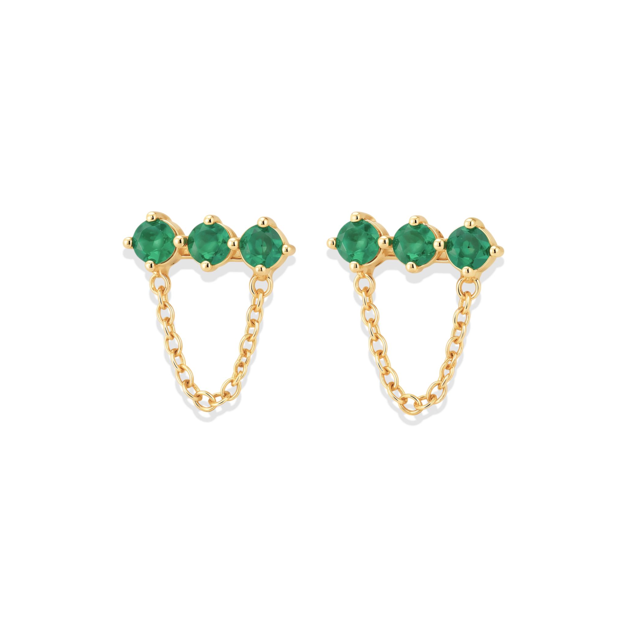 Tish | Emerald Chain Stud Earrings - Bara Boheme