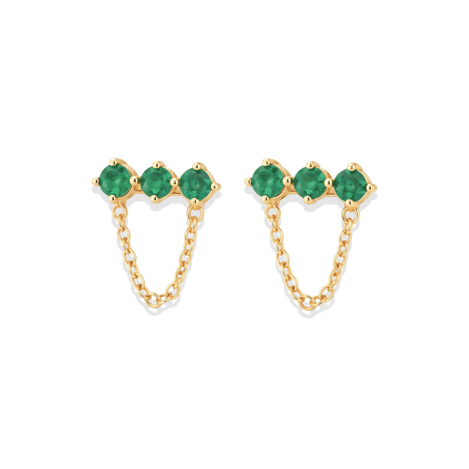Tish | Emerald Chain Stud Earrings - Bara Boheme
