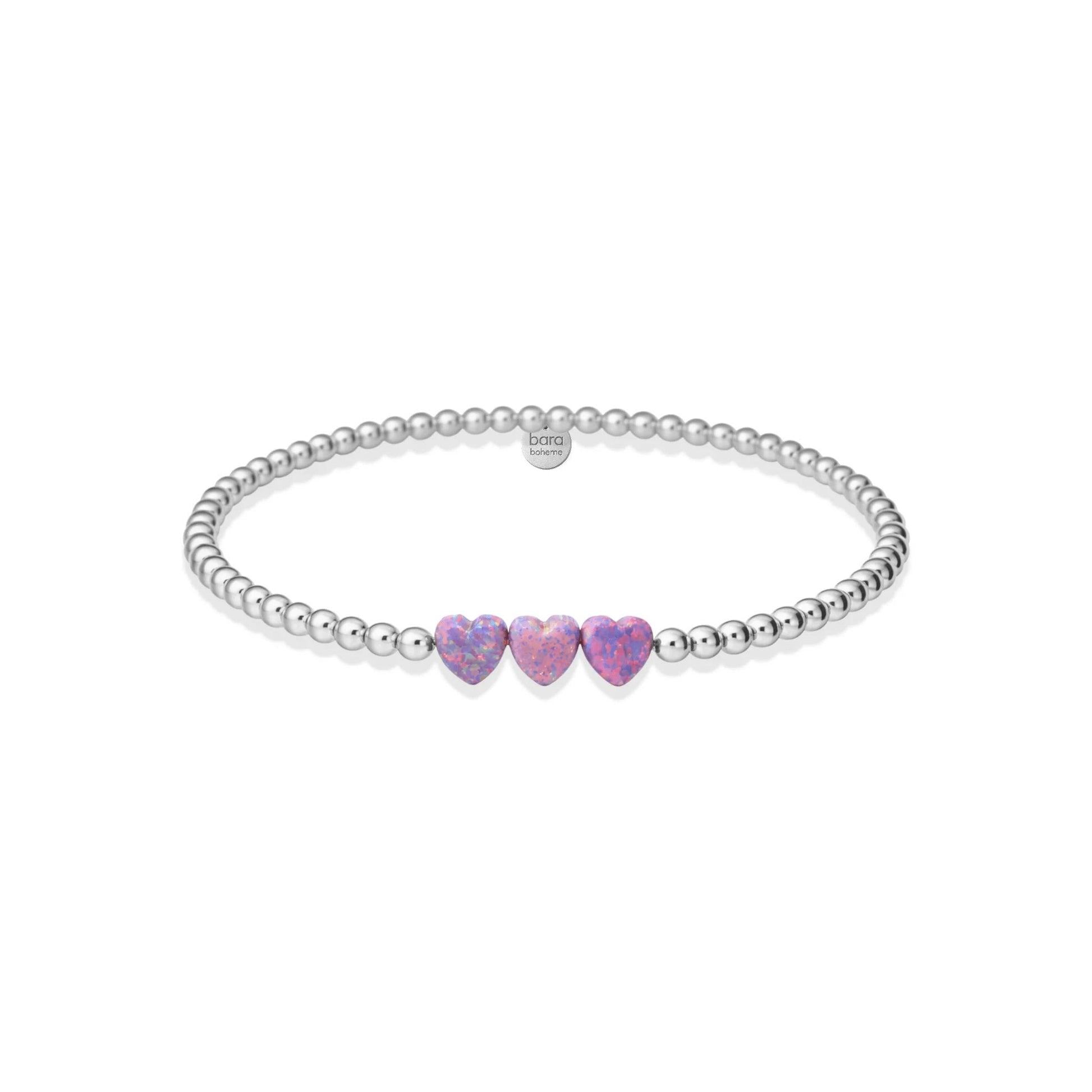 Triple Heart Opal Beaded Bracelet - Bara Boheme