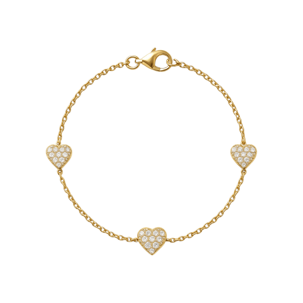 Triple Heart | Pave Gold Plated Bracelet - Bara Boheme