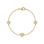 Triple Heart | Pave Gold Plated Bracelet - Bara Boheme