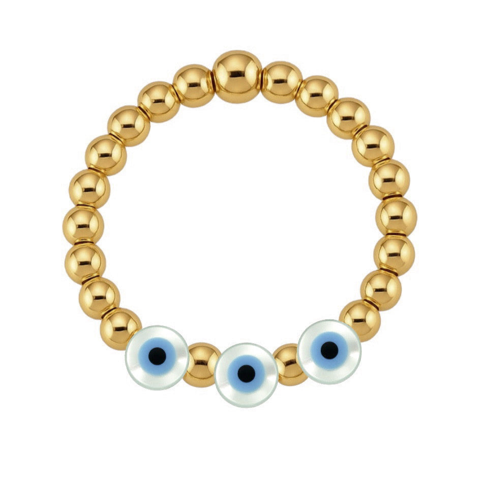 Evil Eye | Beaded Triple Stretchy Ring