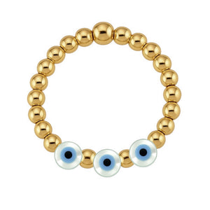 Evil Eye | Beaded Triple Stretchy Ring