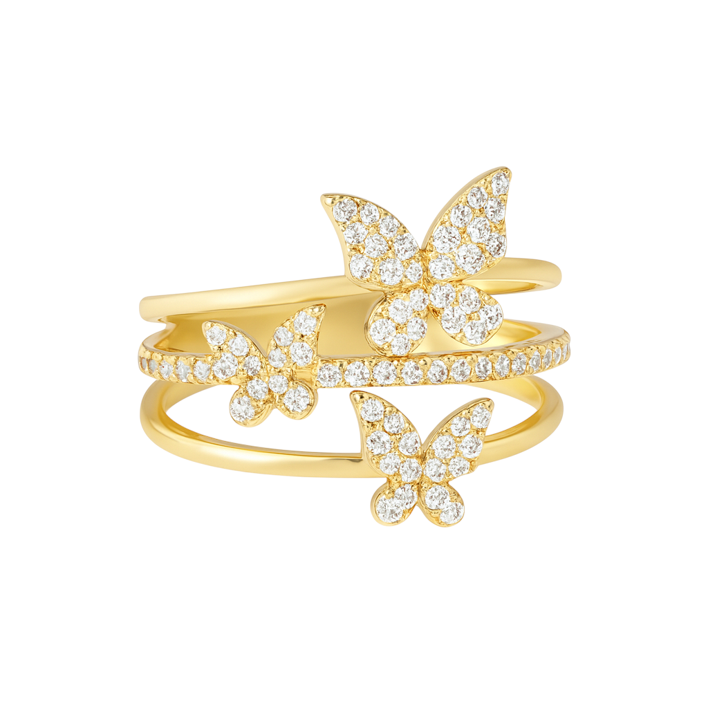 Triple Butterfly | Pave Ring