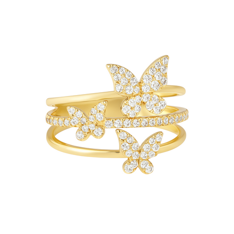 Triple Butterfly | Pave Ring