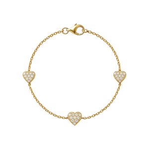Triple Heart | Pave Gold Plated Bracelet