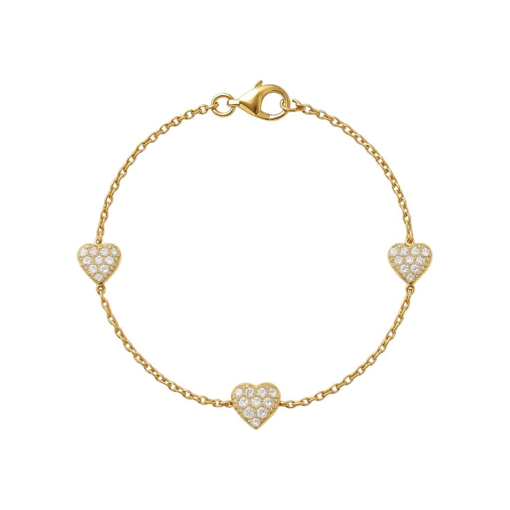 Triple Heart | Pave Gold Plated Bracelet