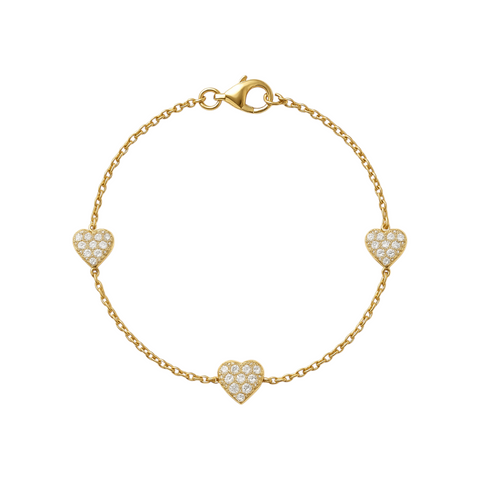 Triple Heart | Pave Gold Plated Bracelet