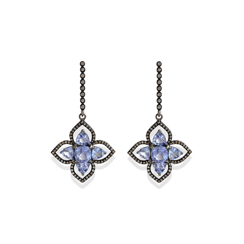 True | White Topaz Earrings with Iolite