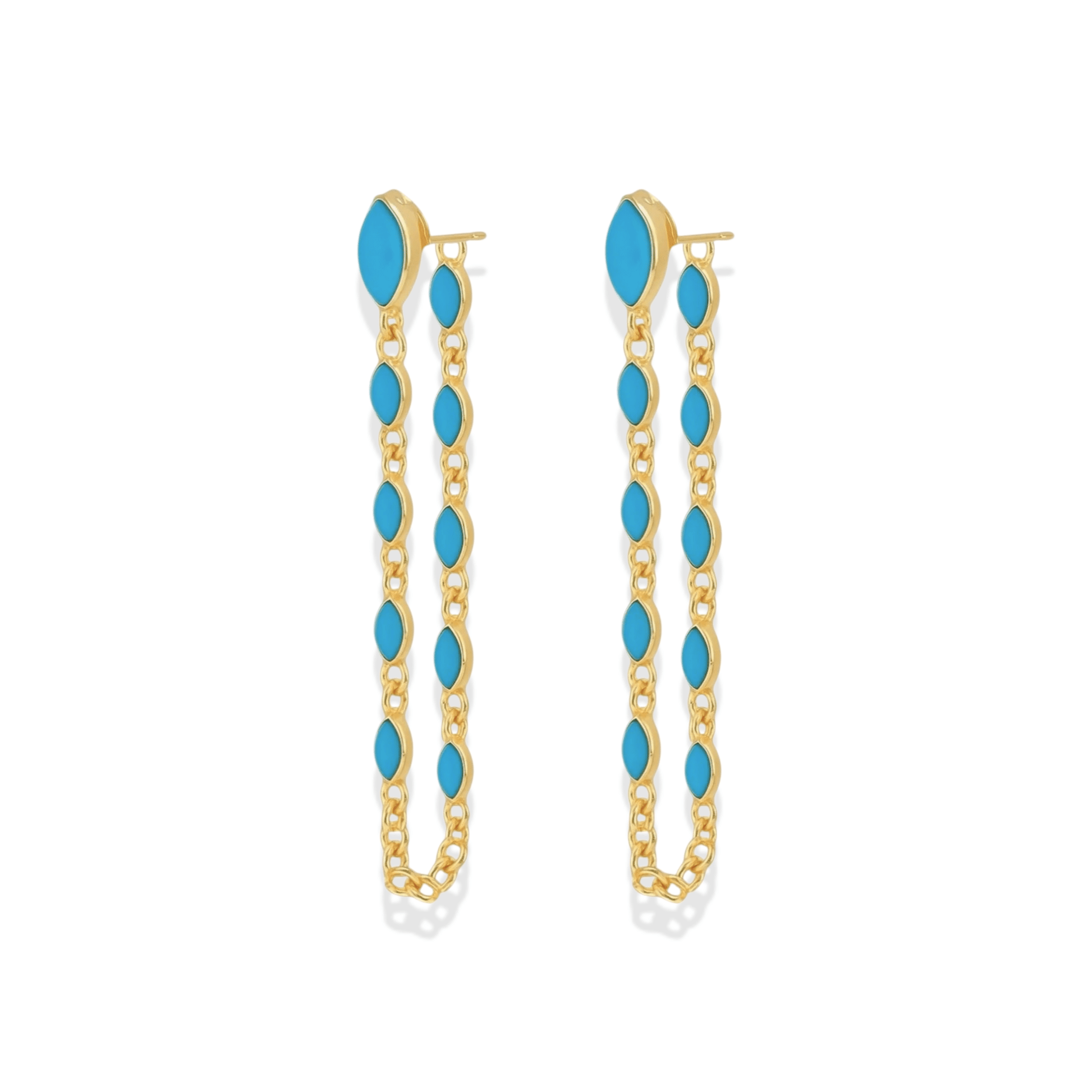 Turquoise Chain Earrings - Bara Boheme