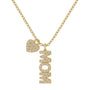 Mom + Vertical Heart | Pave Necklace