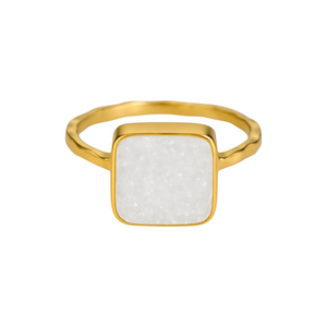 White Druzy | Bezel Ring
