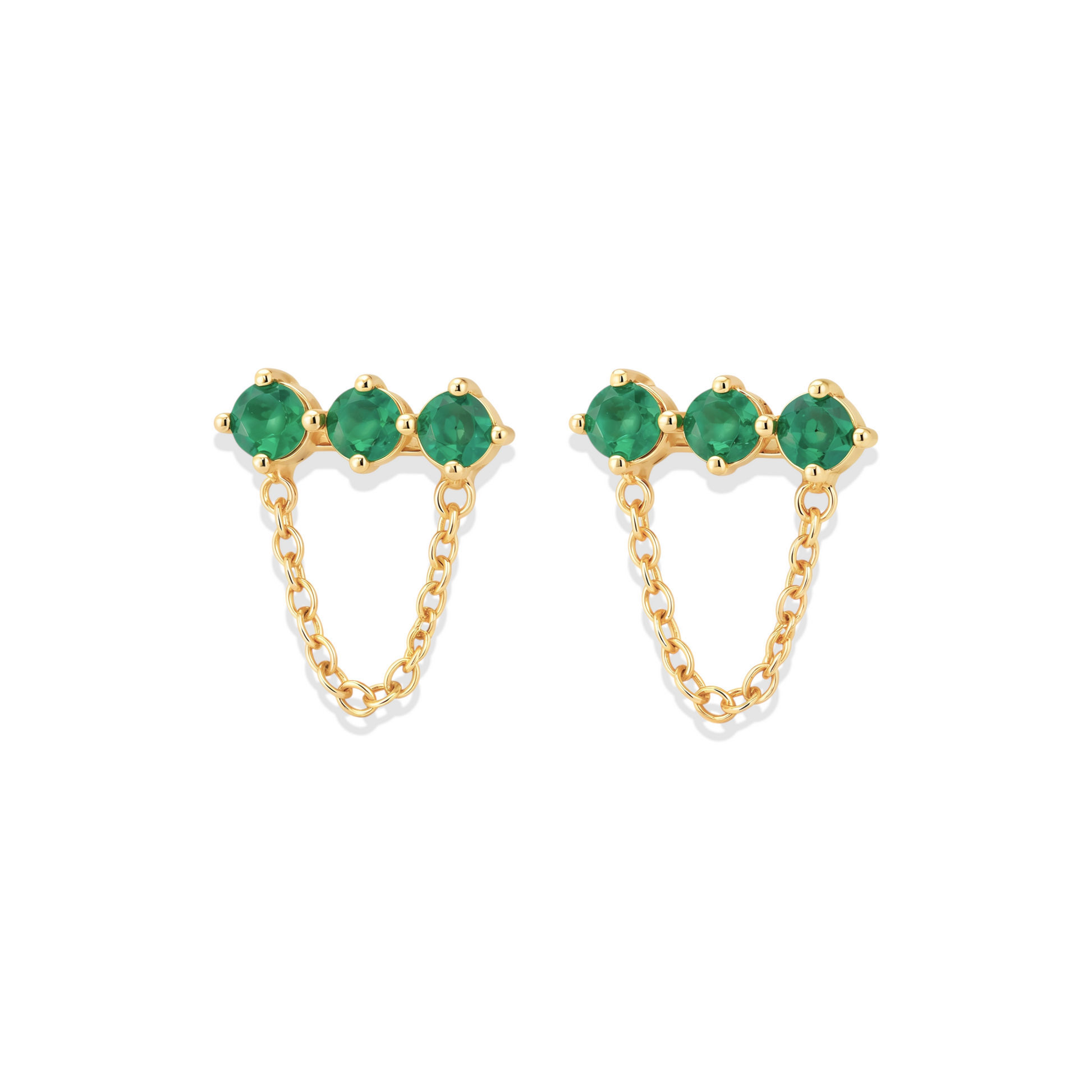 Tish | Emerald Chain Stud Earrings