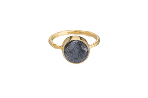 BLACK DRUZY Semi-Precious Stone Bezel Ring (Round/Square/Teardrop)