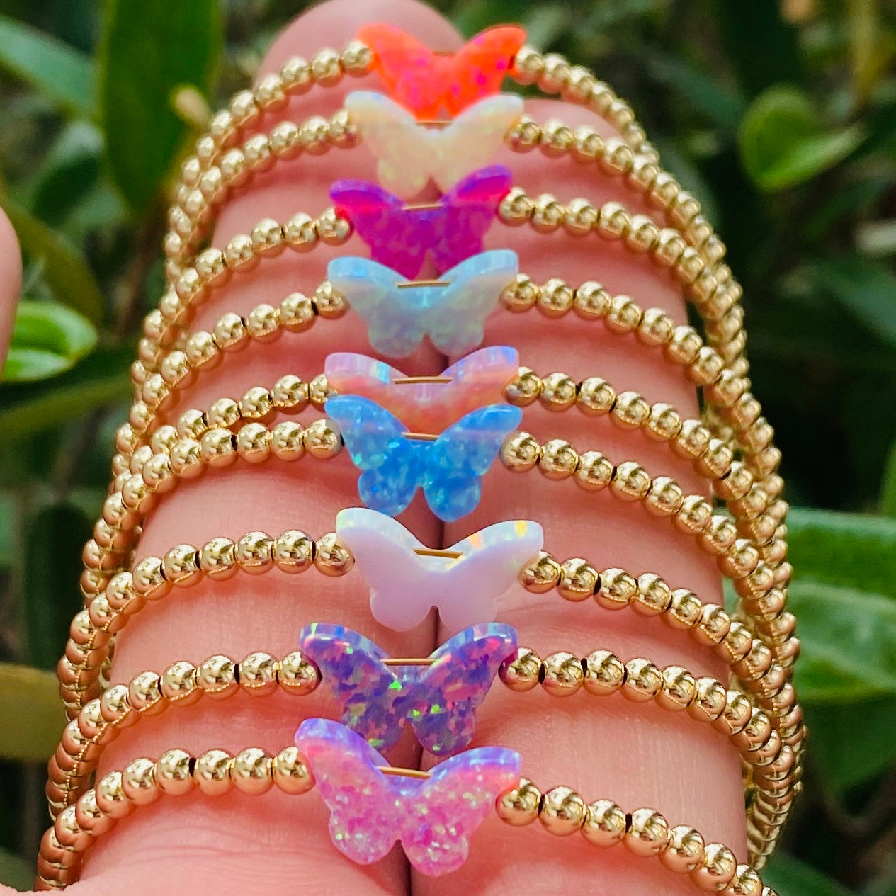 5PC New Bohemian Elegance Open Bracelets Rhinestone Butterfly