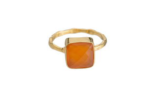 CARNELIAN Semi-Precious Stone Bezel Ring (Round/Square/Teardrop)