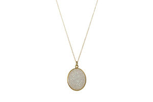 Druzy oval necklace - LARGE PENDANT