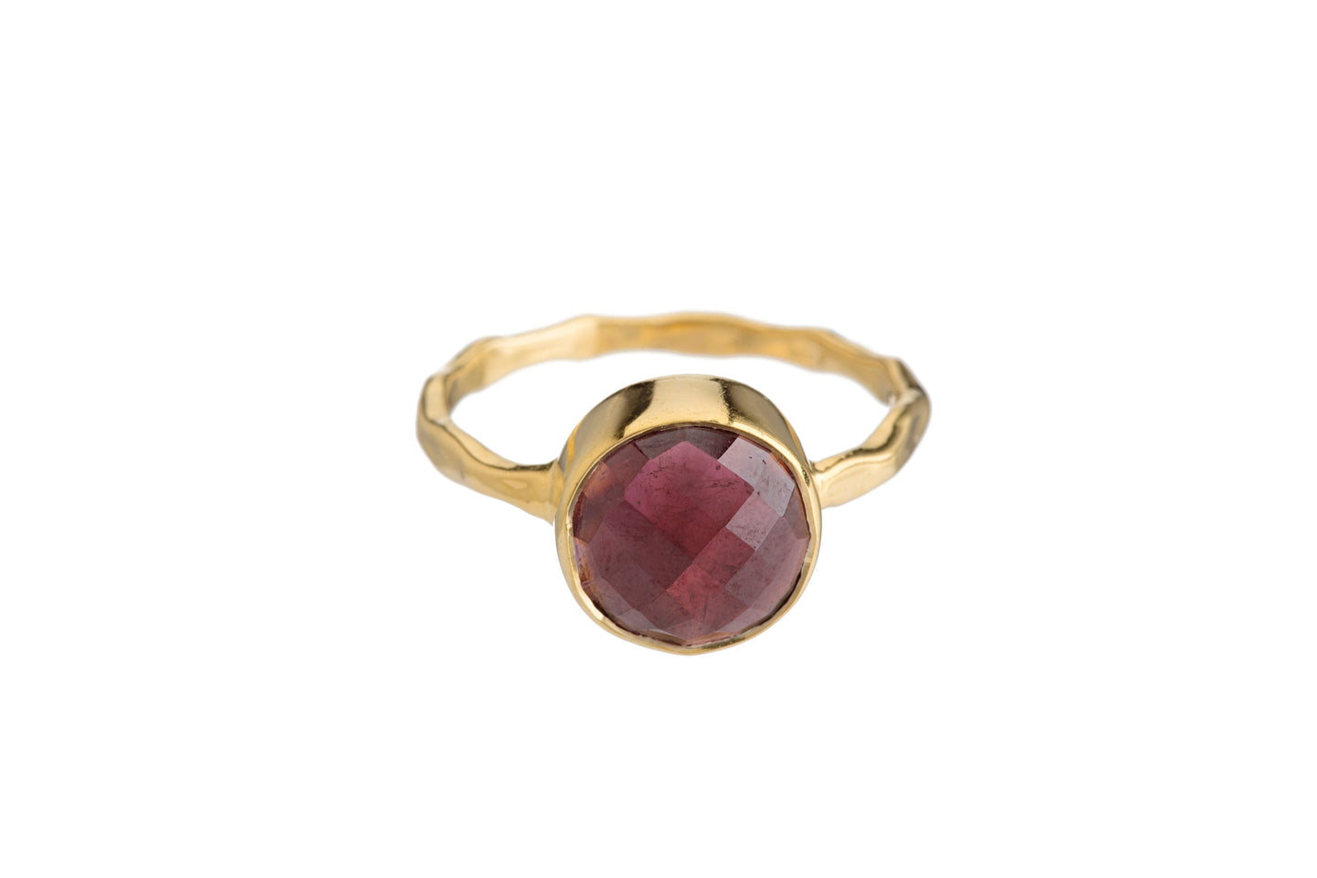 GARNET Semi-Precious Stone Bezel Ring (Round/Square/Teardrop)