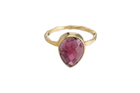 GARNET Semi-Precious Stone Bezel Ring (Round/Square/Teardrop)