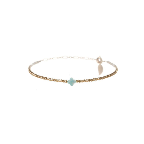 "LUCKY CLOVER" Small Opal on Gold Filled beaded Bracelet