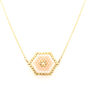 Seed Bead Hexagon Pink Necklace