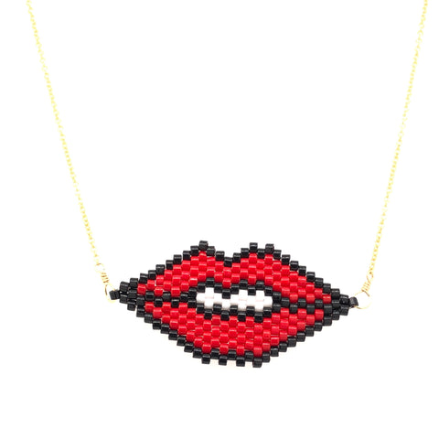 Seed Bead Lips Necklace