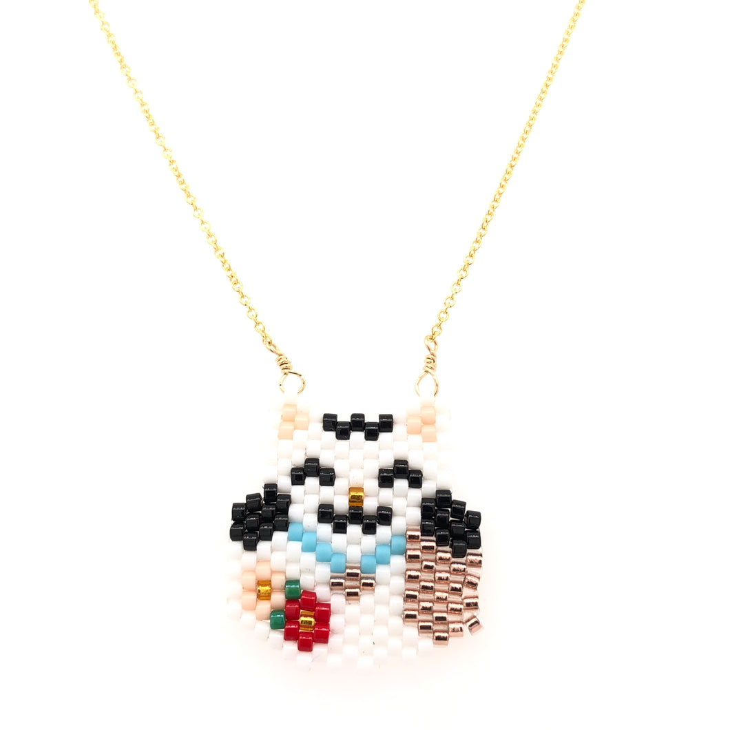 Seed Bead Maneki Neko Necklace