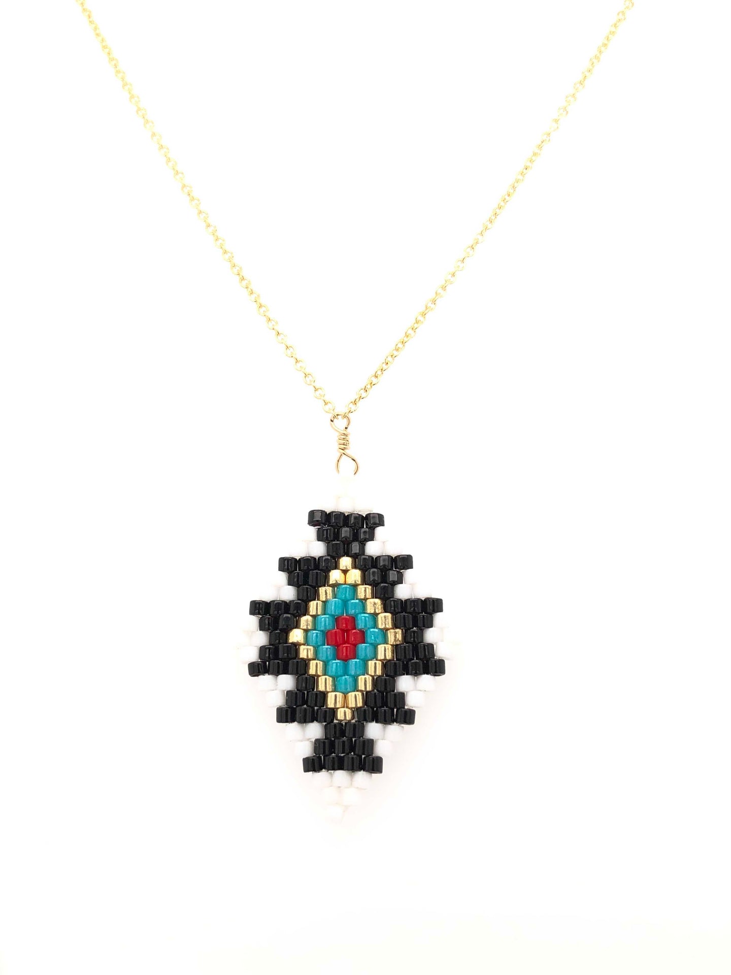 Seed Bead Tribal Diamond Large Necklace
